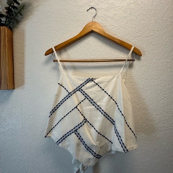 Cropped White and Blue Striped Women's summer tank - Picture 2 of 4